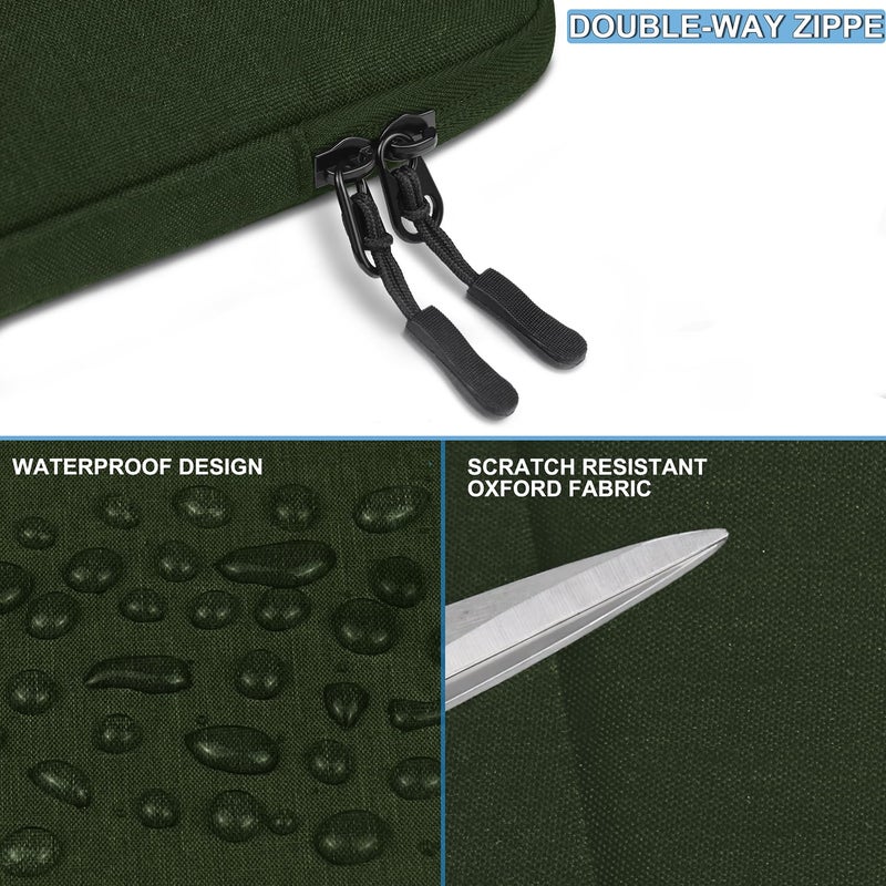 Naukay Laptop Sleeve Case 13.3 inch  Shockproof Protective Computer Cover with Accessories Pocket  Laptop Bag Compatible with MacBook Air/Pro 13-13.3 inch  Compatible for MacBook Pro 14 inch  ArmyGreen - Image 5